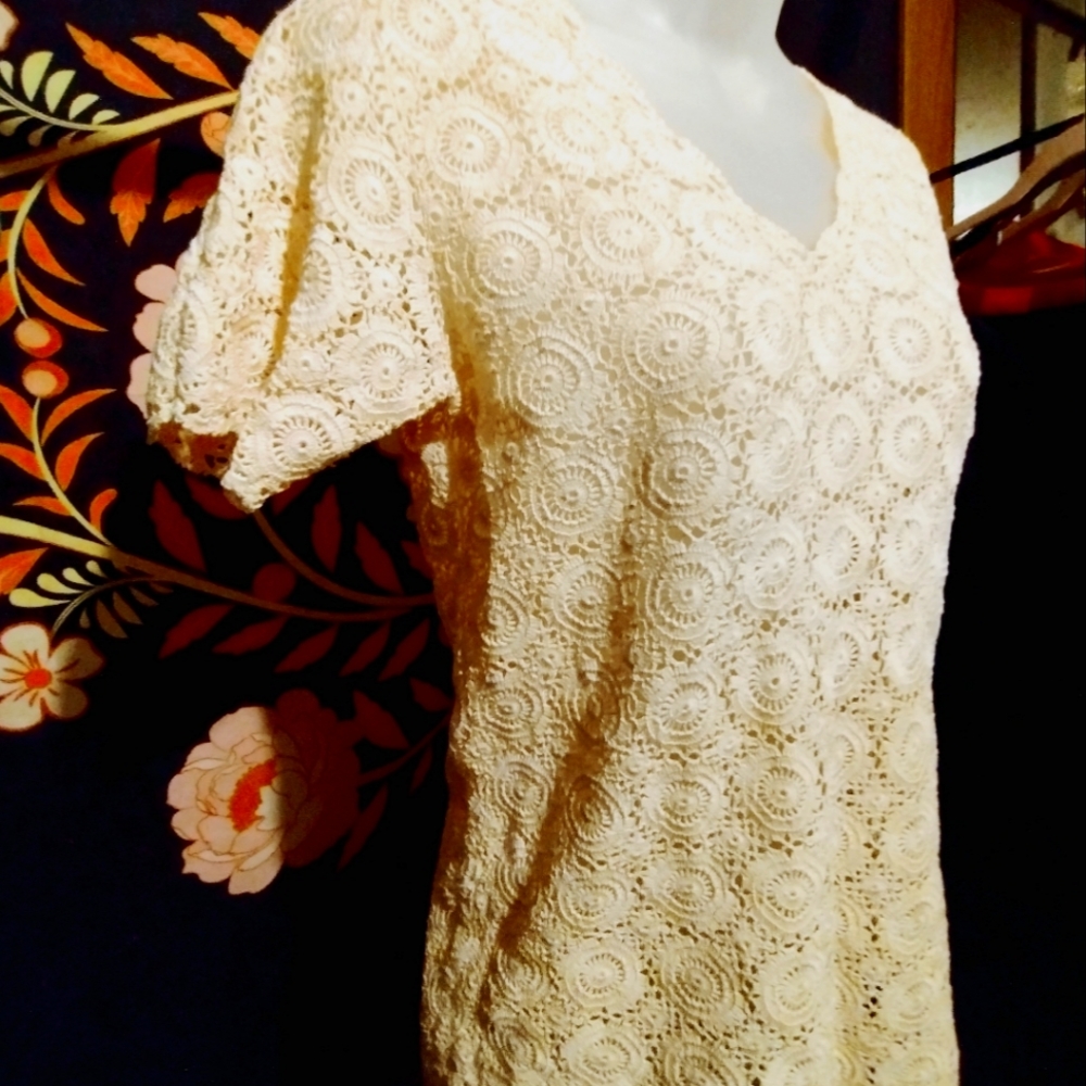 Size Medium Cream Colored Crocheted Top